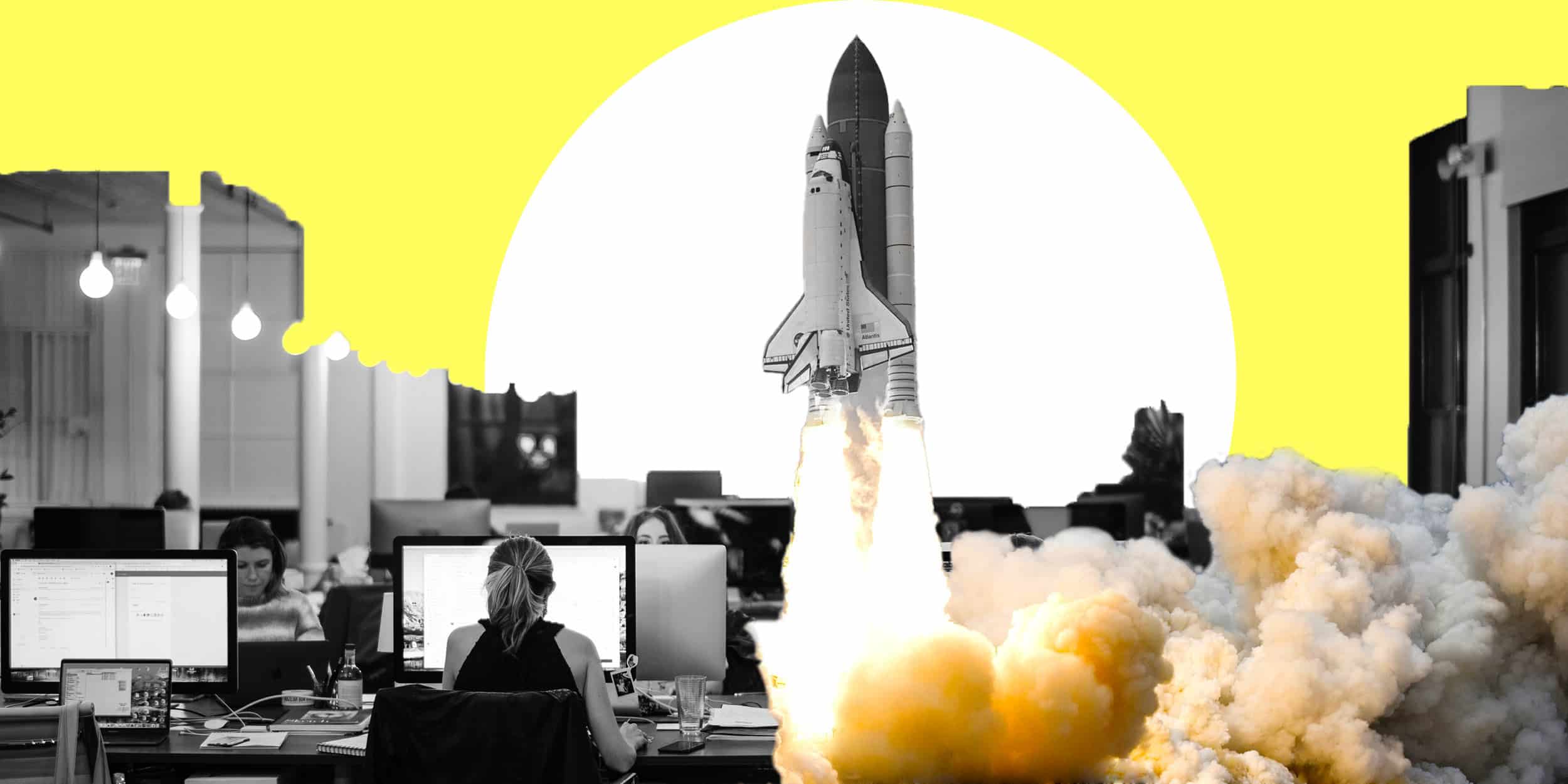 SEO Ranking Strategien: Raketen-Collage symbolisiert Top-Positionen in Suchmaschinen