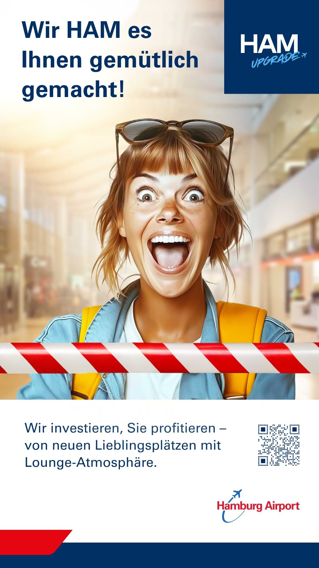 HAM Upgrade Motiv „Sabine“ – neue Lieblingsplätze mit Lounge-Atmosphäre am Flughafen Hamburg.