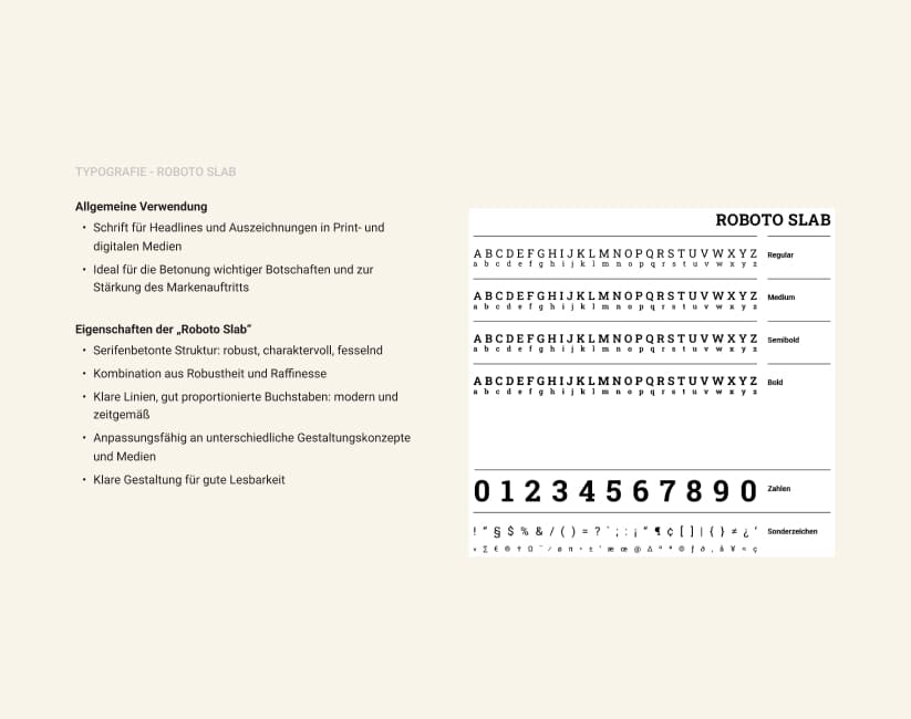 Corporate Design System der HSZG mit Typografie Roboto Slab und klaren visuellen Richtlinien